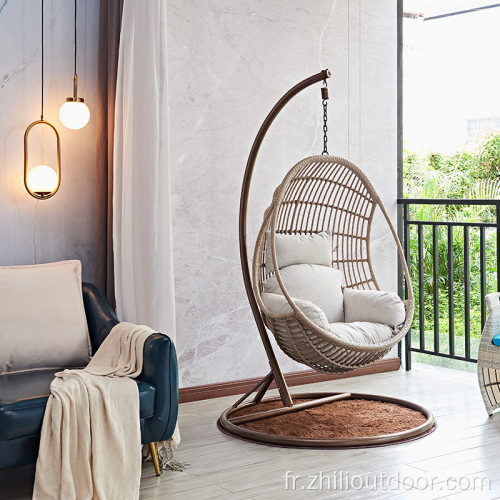 Patio Garden Round PE Rattan Egg Sanging Chaise